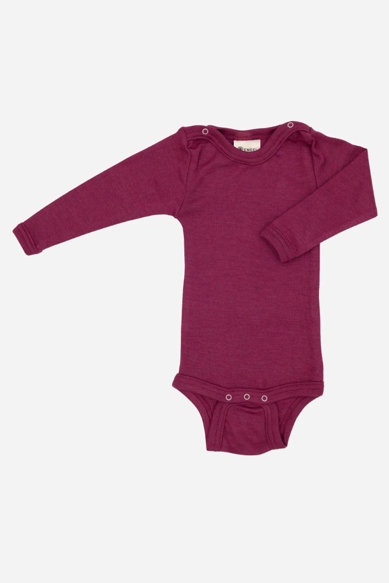 Body manica lunga in Lana e Seta per neonati - bottoncini