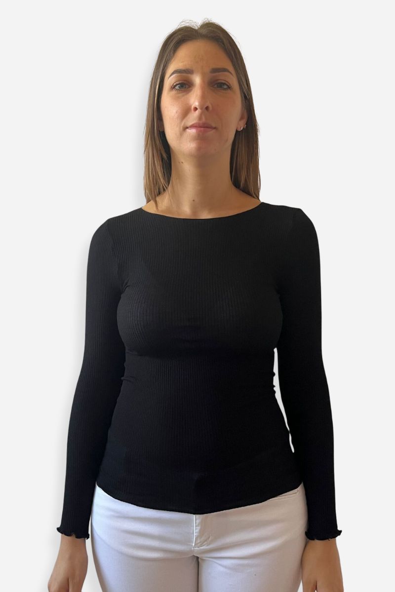 Maglia donna manica lunga modal e cachemere