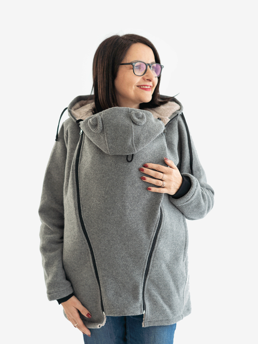 Cappotto per portare donna 3 in 1 in Lana con pelliccetta "Abbracci"
