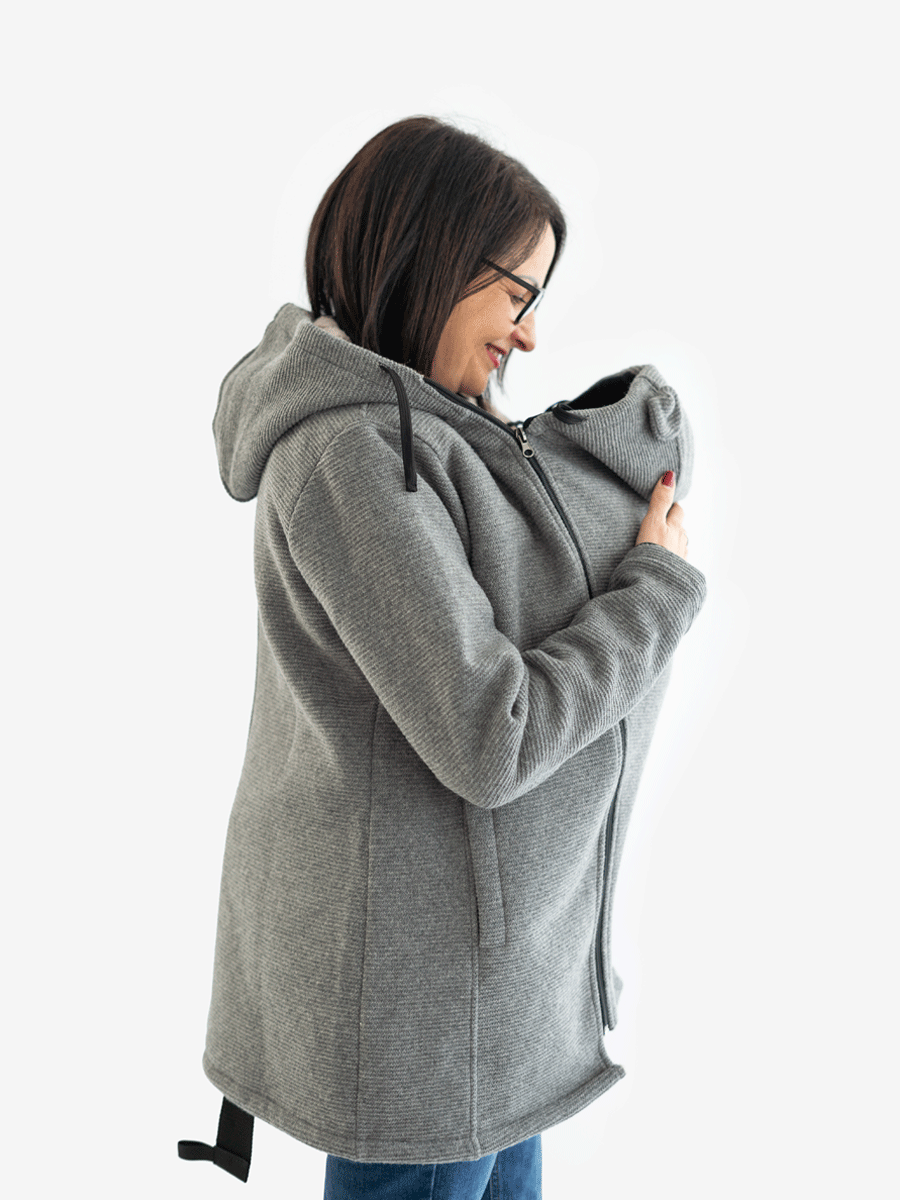Cappotto per portare donna 3 in 1 in Lana con pelliccetta "Abbracci"