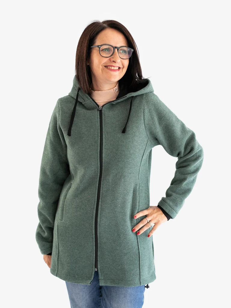 Cappotto Donna Con Cappuccio Misto Lana, Poncho Casuale Taglie Forti