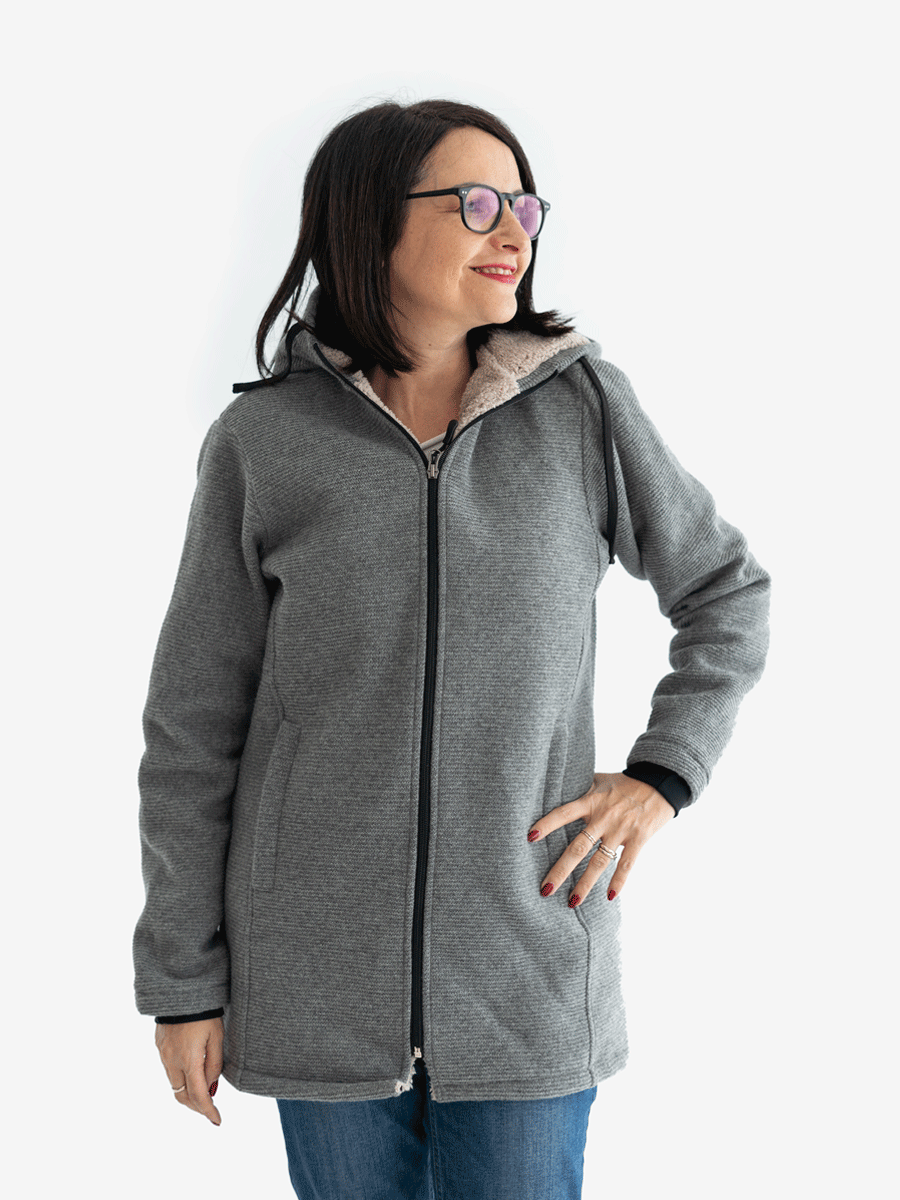 Cappotto per portare donna 3 in 1 in Lana con pelliccetta "Abbracci"