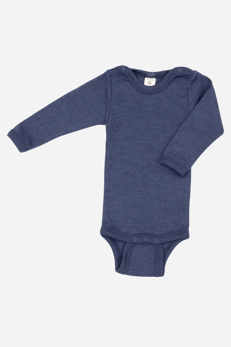 Body manica lunga in Lana e Seta per neonati - bottoncini