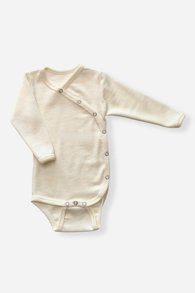 Body neonato allungabile lana e seta manica lunga apertura sul