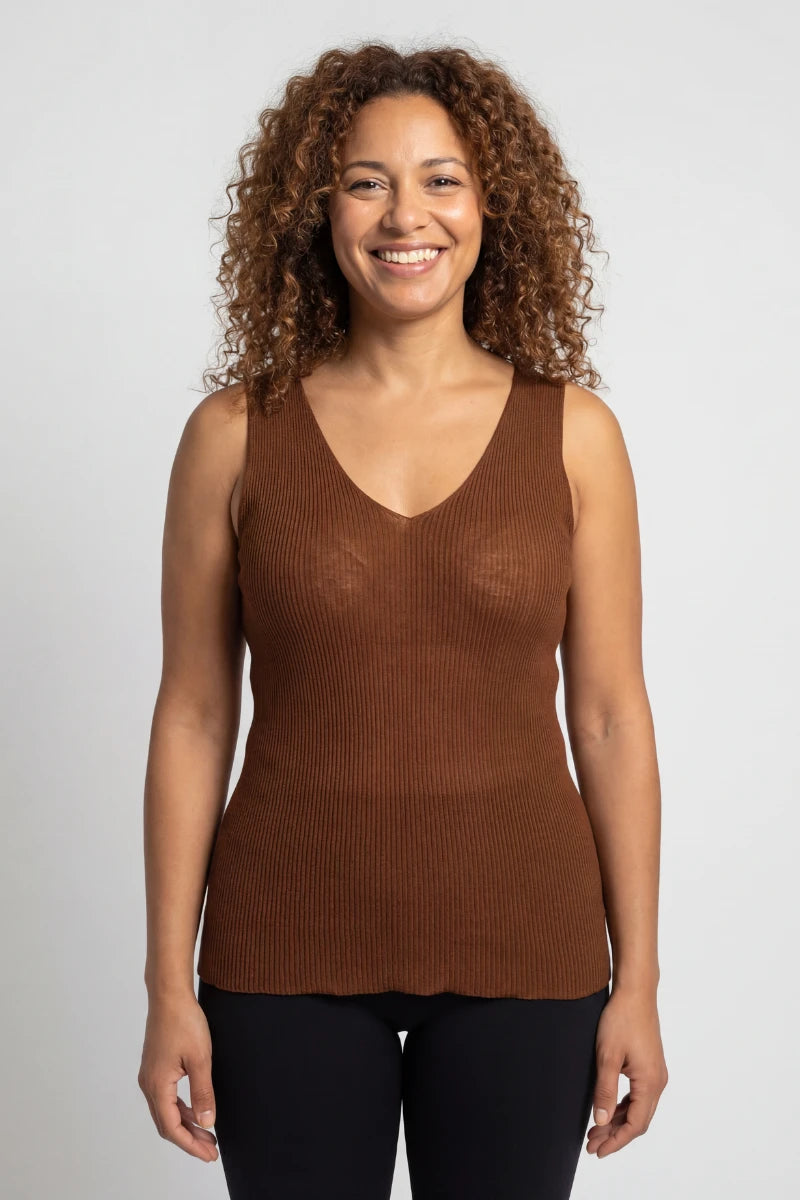 Canotta intima donna spalla larga in Lana e Seta