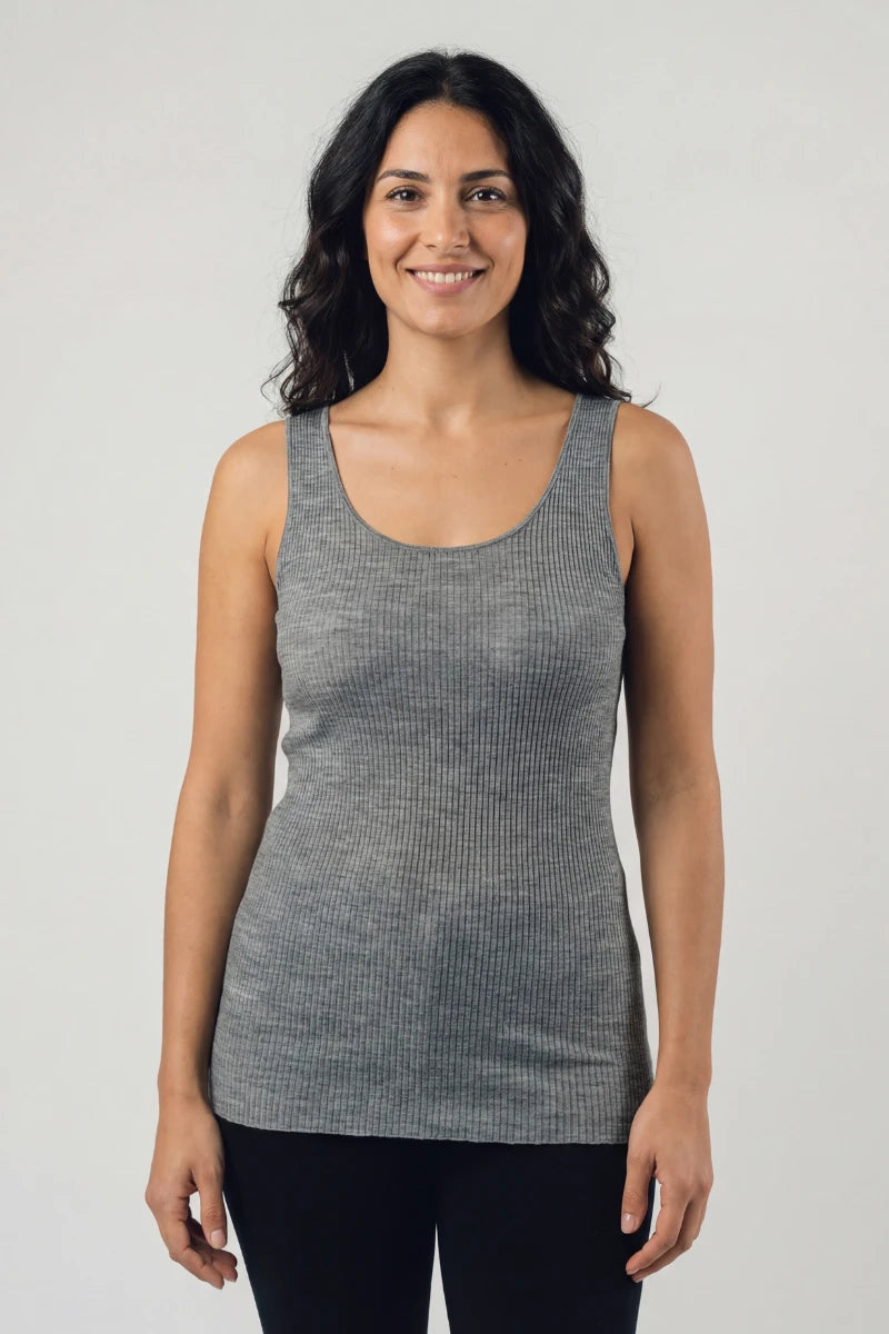 Canotta intima donna spalla larga in Lana e Seta