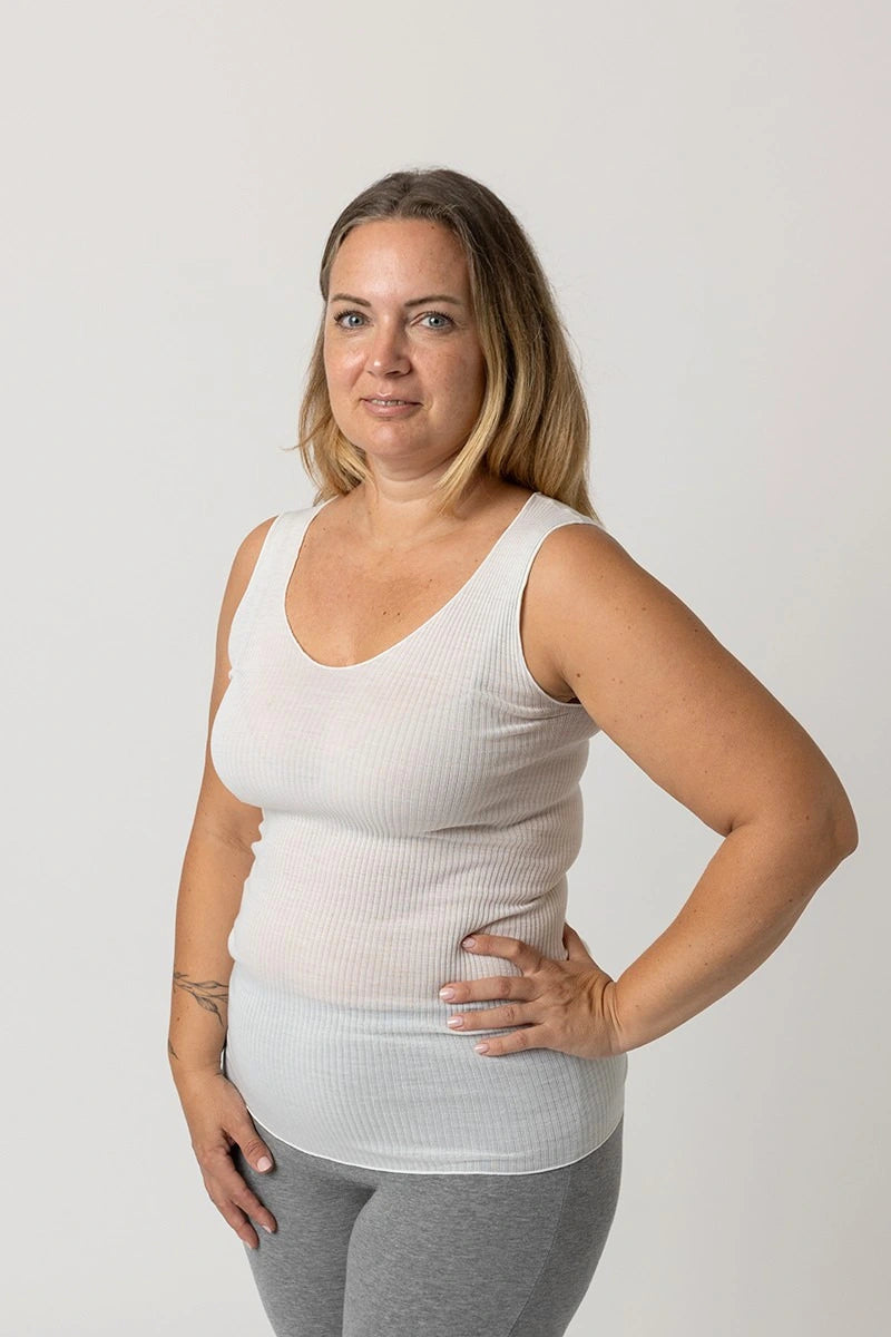 Canotta intima donna spalla larga in Lana e Seta