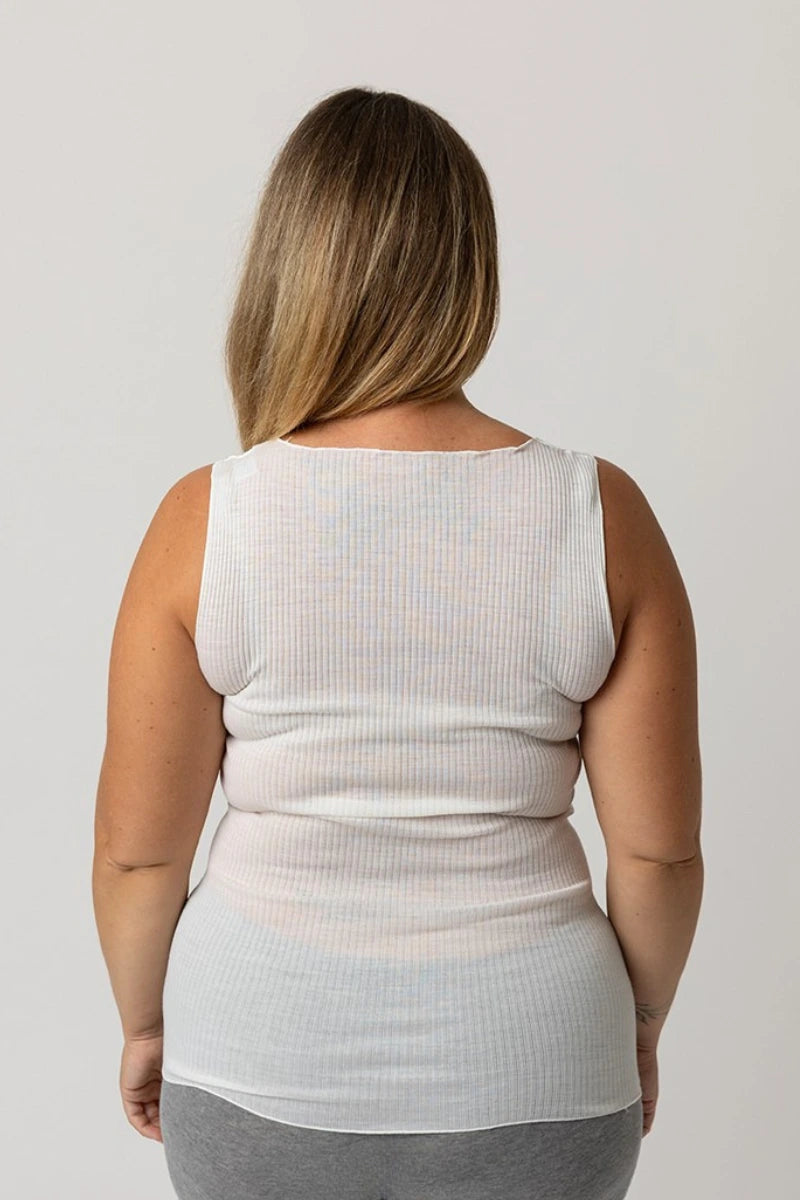 Canotta intima donna spalla larga in Lana e Seta