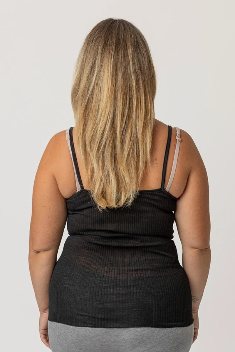 Canottiera lana seta donna spallina sottile con pizzo