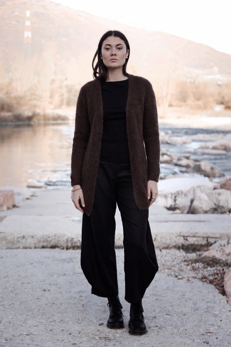Cardigan corto donna in lana mohair Nuvoletta