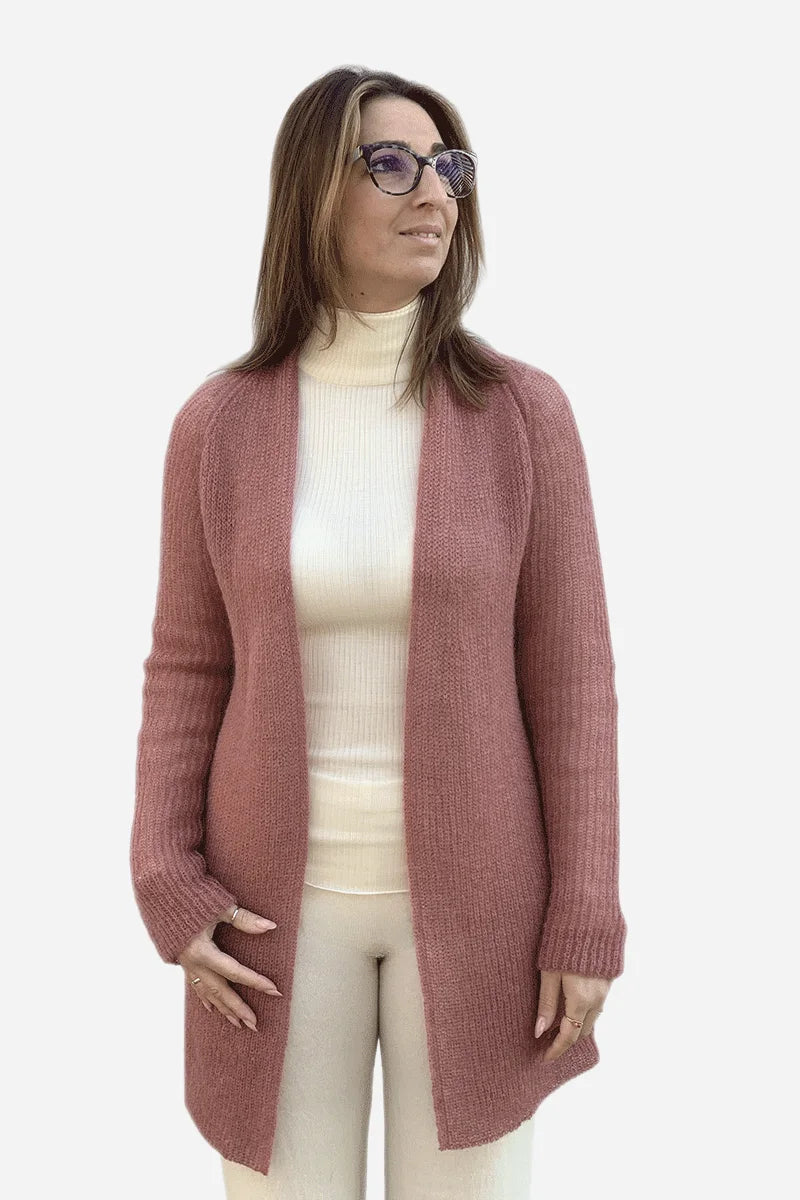 Cardigan lungo donna Nuvola in lana mohair