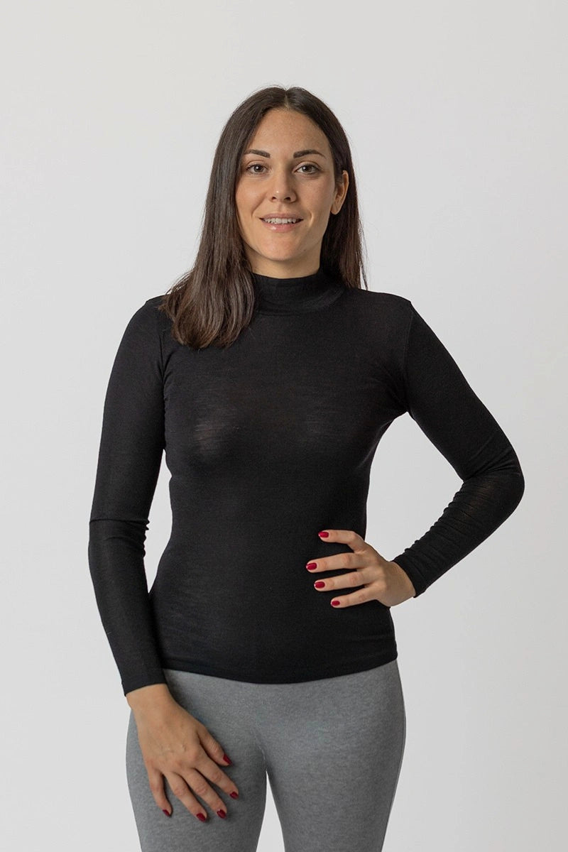 Dolcevita lana e seta donna liscio