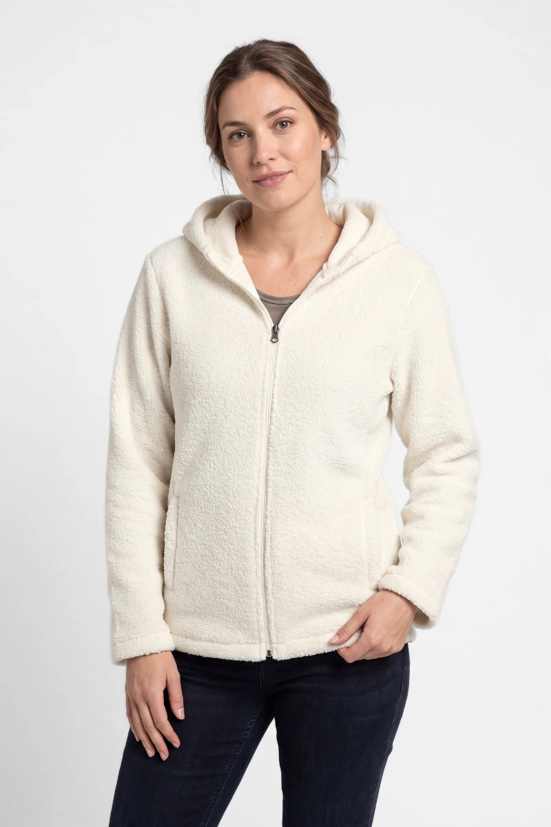 Felpa teddy donna in lana con cappuccio