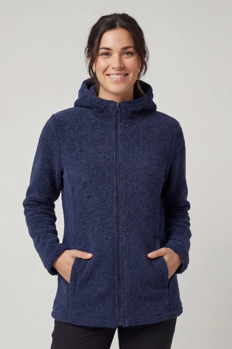 Felpa teddy donna in lana con cappuccio