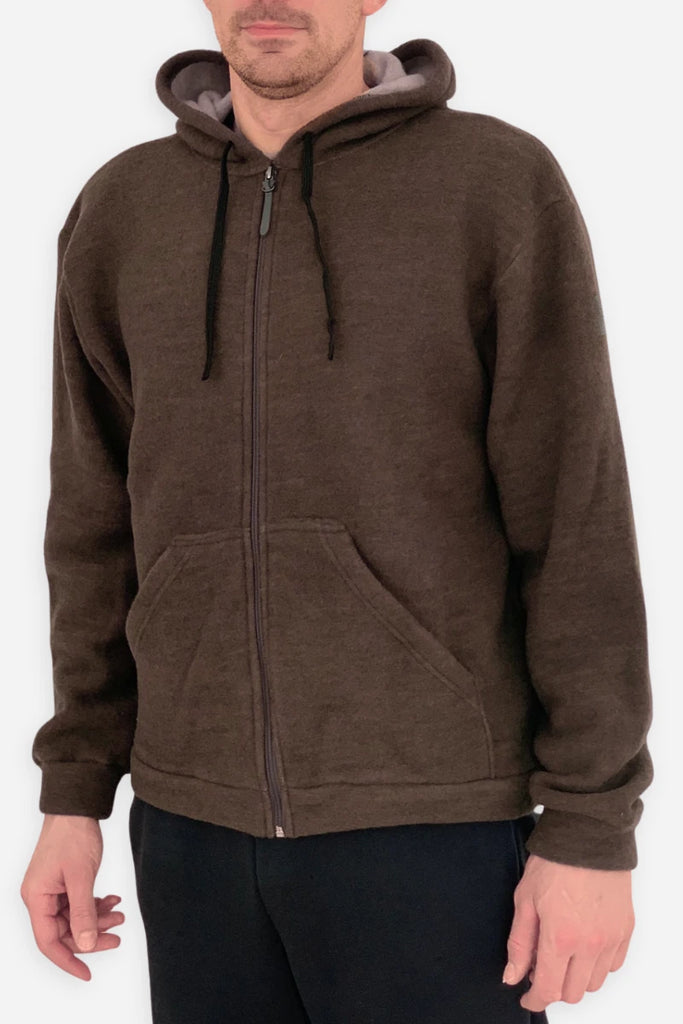 Felpa uomo in pile di lana con zip e cappuccio – WearMe Babywearing
