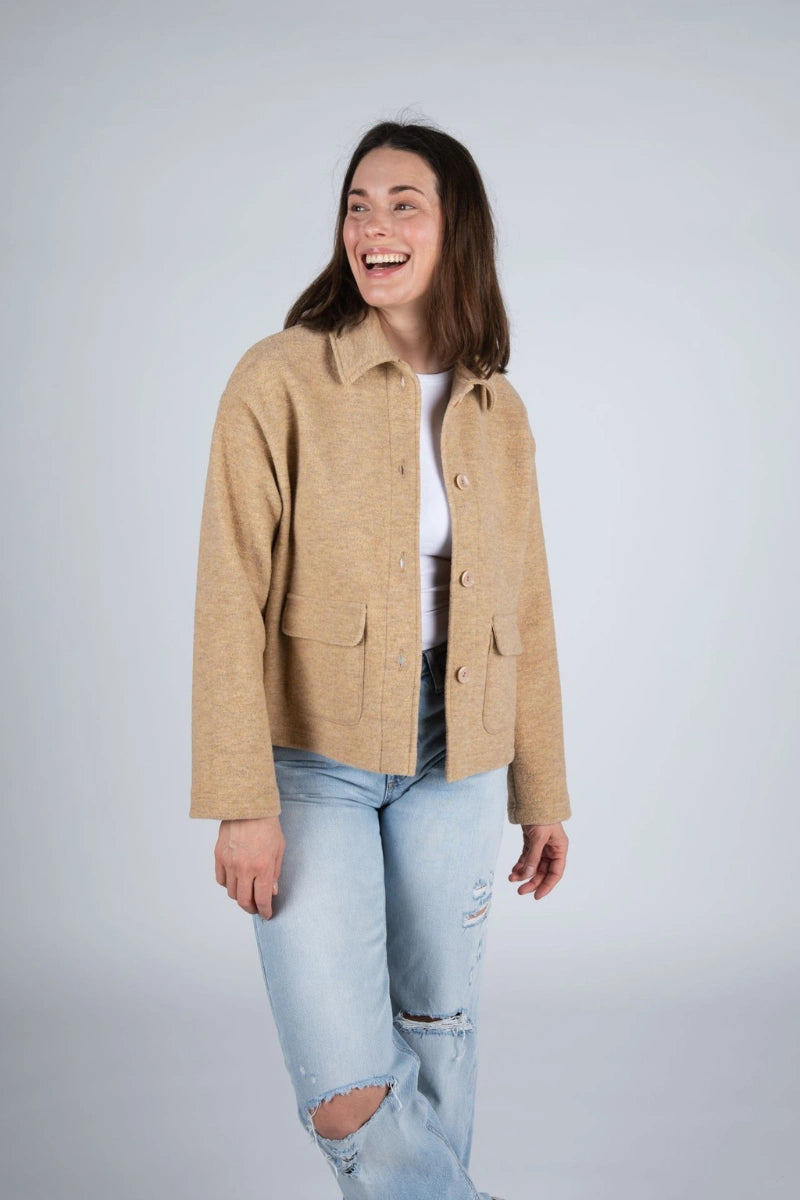 Giacca corta donna in lana cotta con tasche Engel