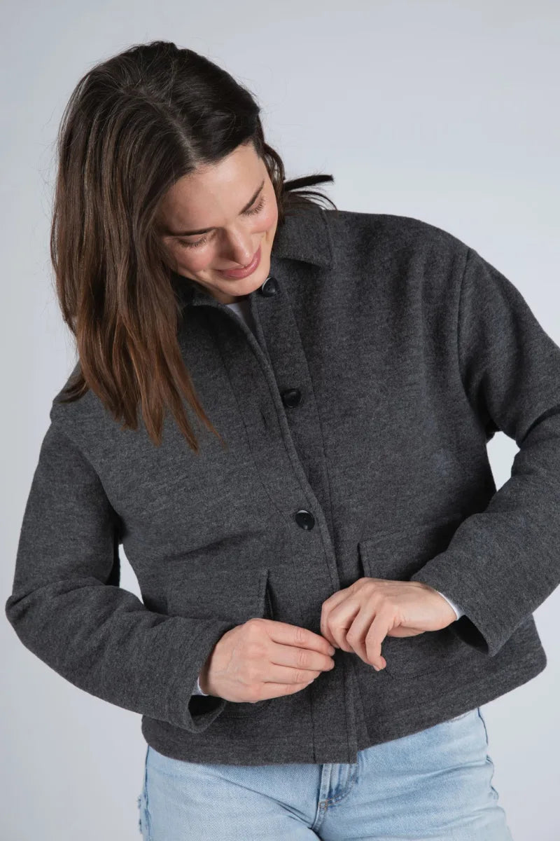 Giacca corta donna in lana cotta con tasche Engel