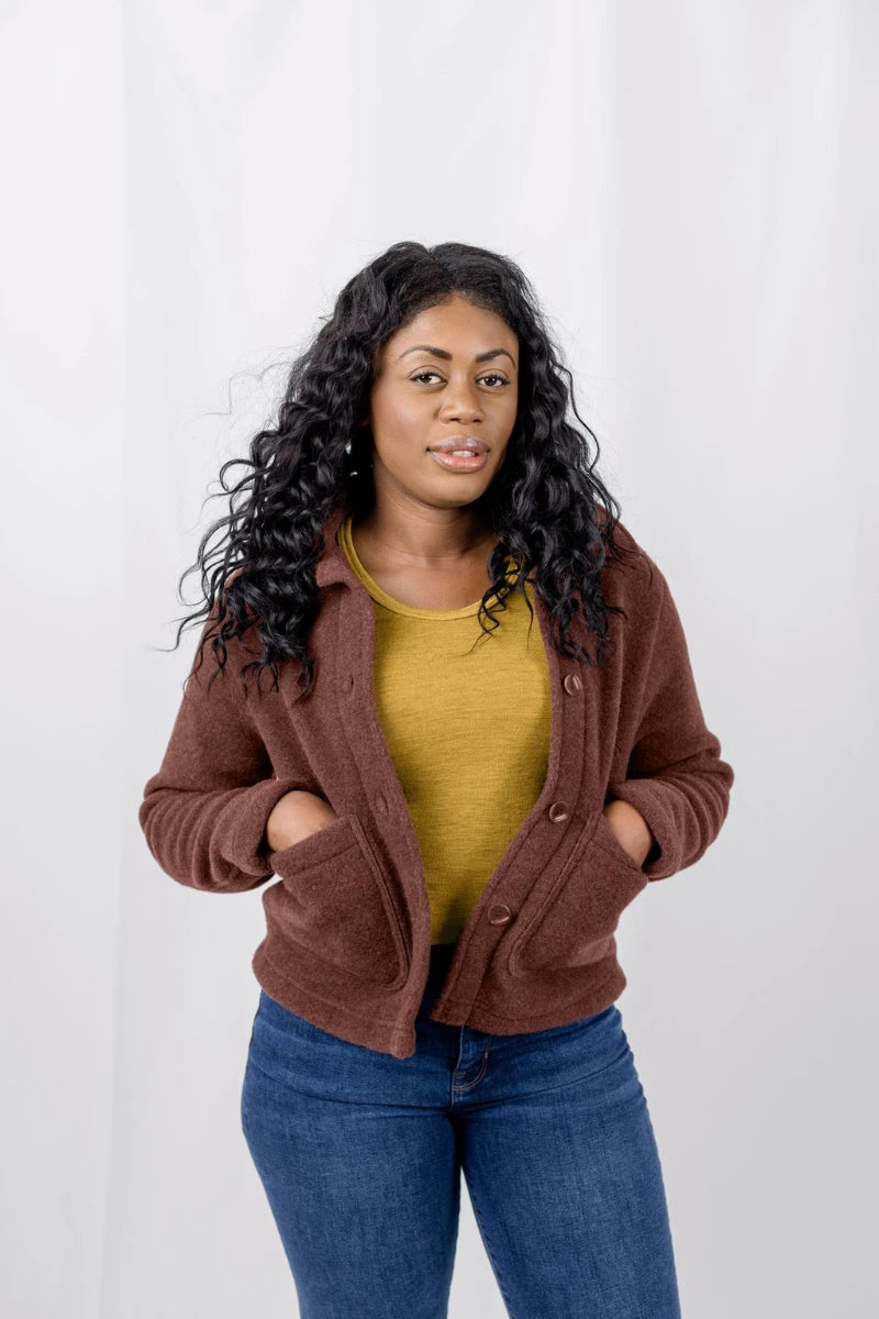 Giacca corta donna in lana effetto pile Engel