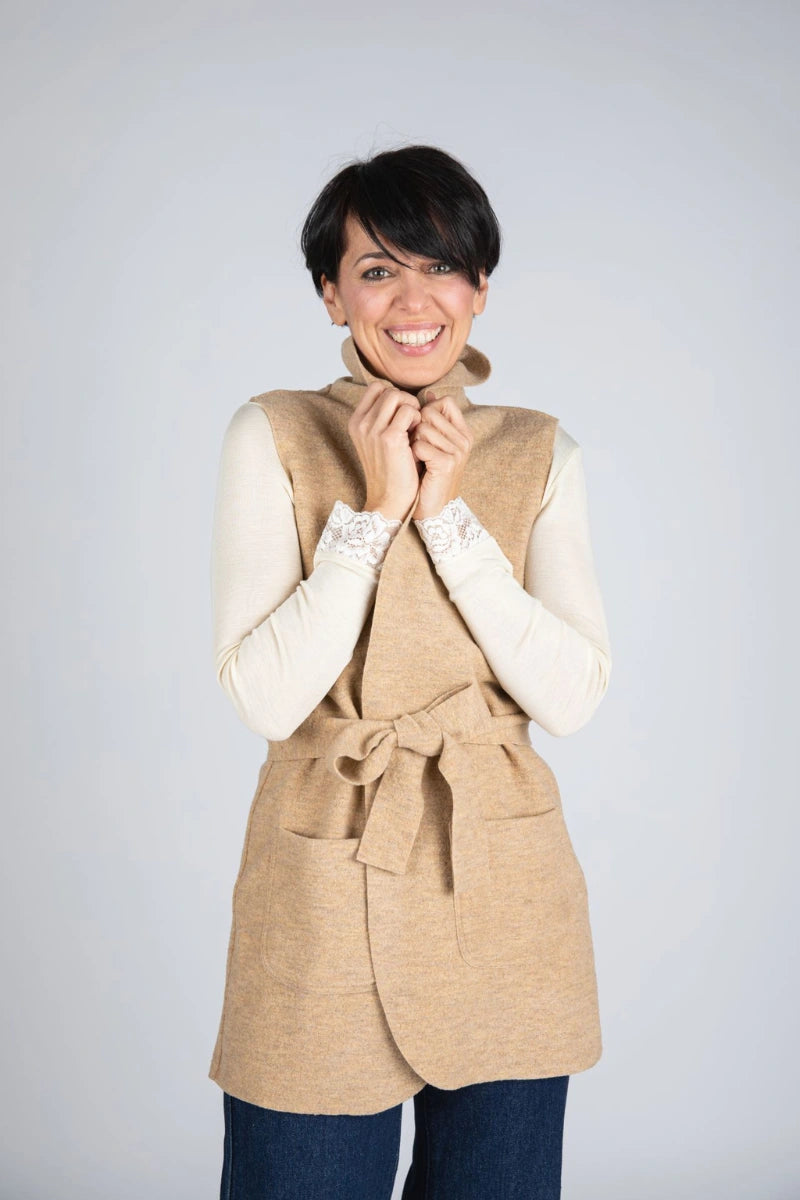 Gilet blazer donna in lana cotta Engel
