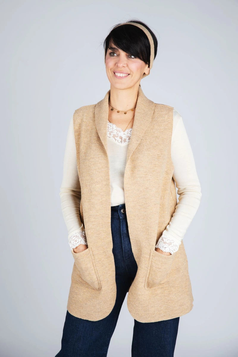Gilet blazer donna in lana cotta Engel