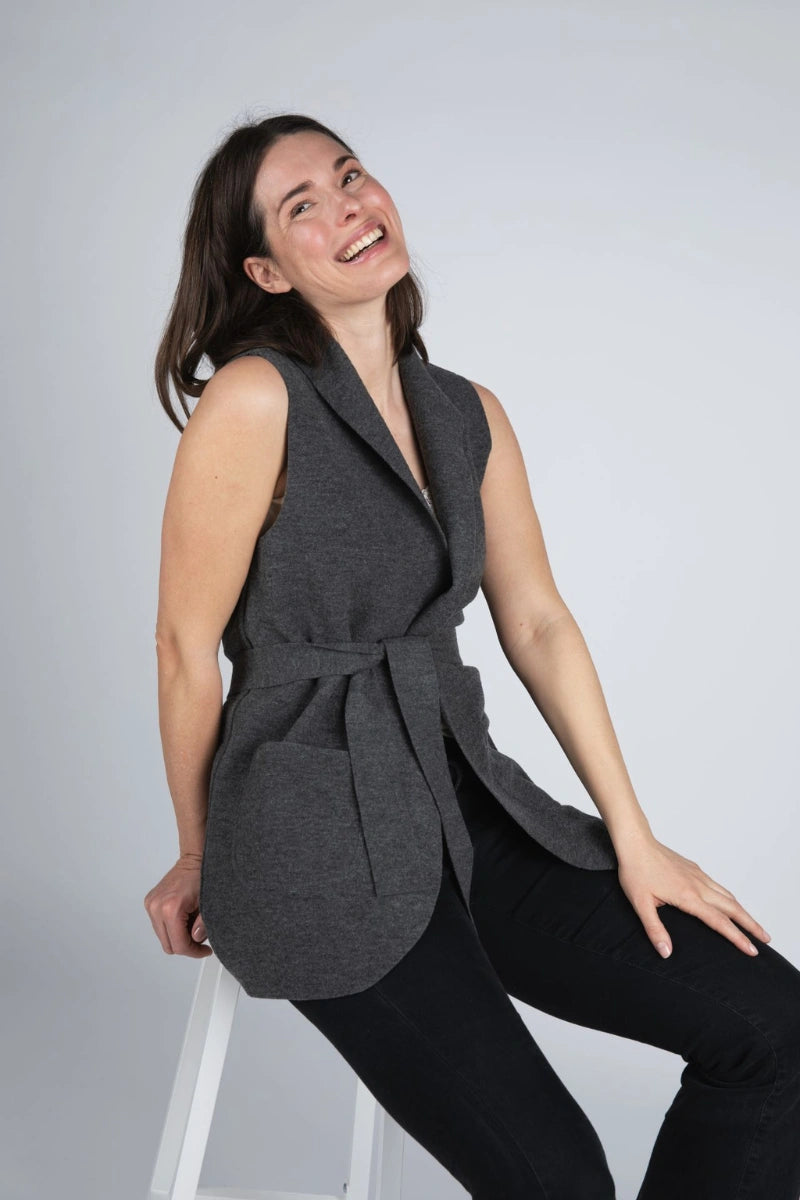 Gilet blazer donna in lana cotta Engel