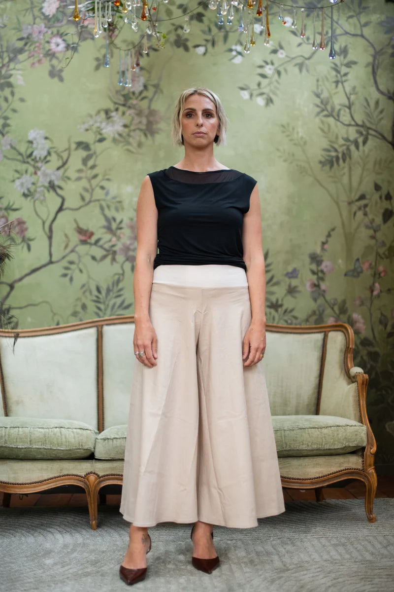 Gonna pantalone donna con fascione in cotone