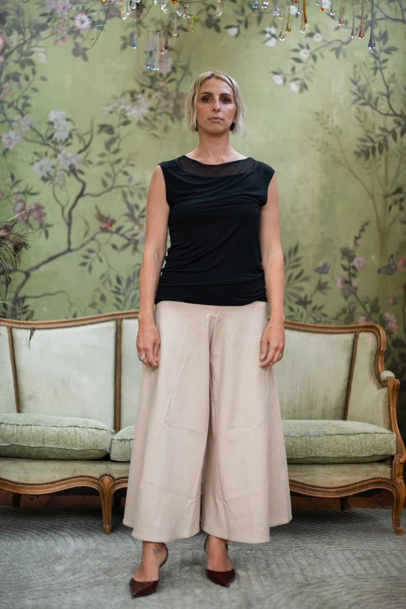 Gonna pantalone donna con fascione in cotone