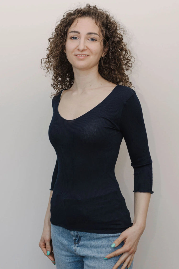 Maglia donna manica a tre quarti in cotone e seta – WearMe Babywearing