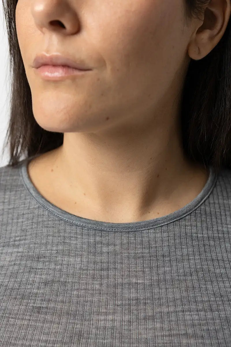 Maglia girocollo manica lunga donna in lana e seta