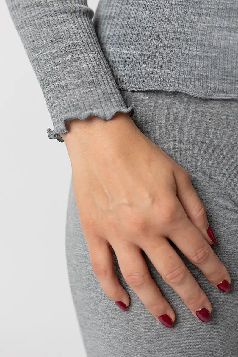 Maglia girocollo manica lunga donna in lana e seta