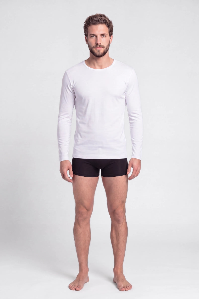 Maglia girocollo uomo manica lunga in bamboo