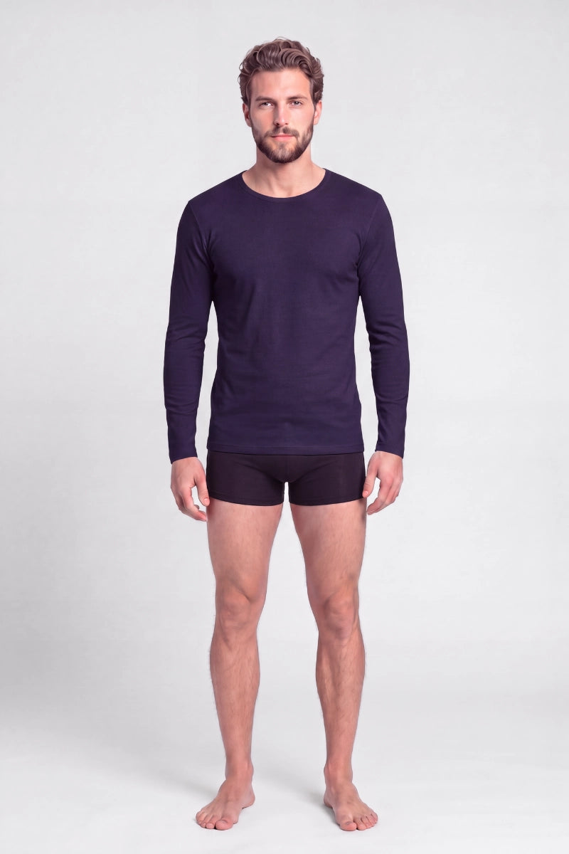 Maglia girocollo uomo manica lunga in bamboo