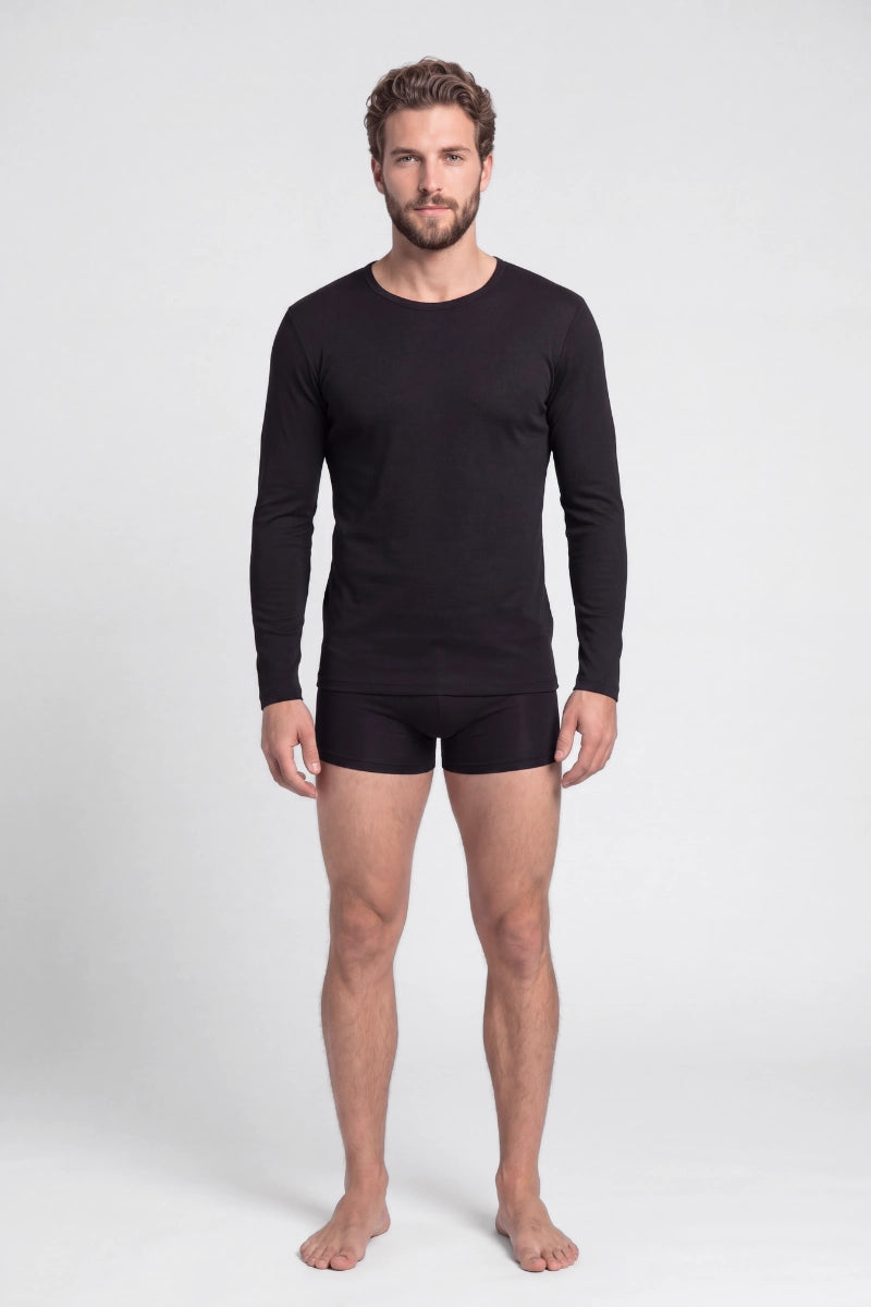 Maglia girocollo uomo manica lunga in bamboo