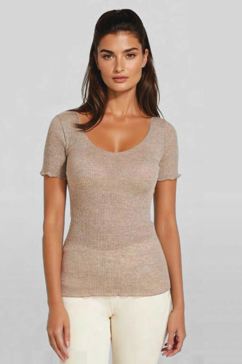 Maglia intima lana e seta donna manica corta