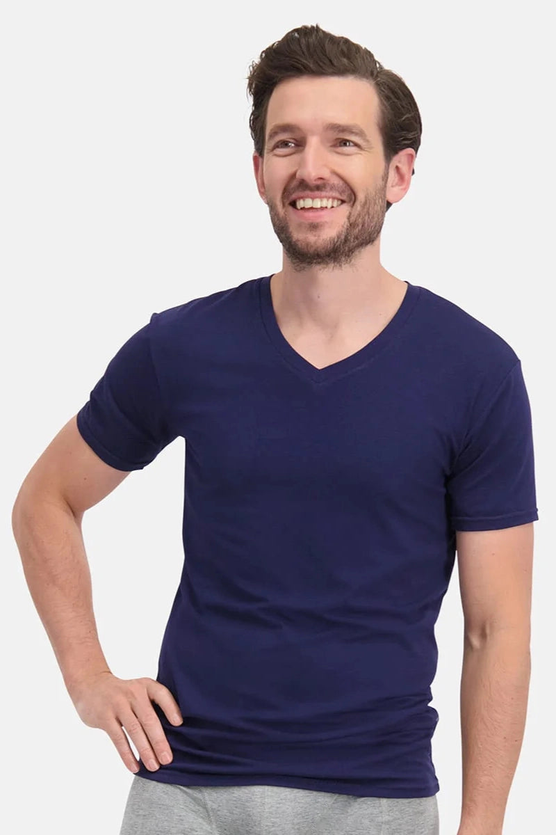 Maglia uomo scollo a V in bamboo (set 2 pezzi)
