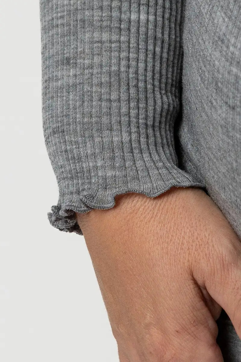 Maglia lana e seta donna manica lunga con scollo a V