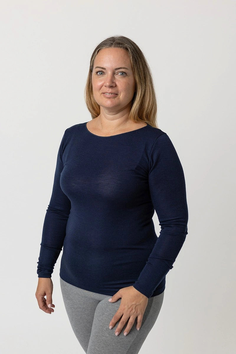Maglia lana e seta donna scollo a barchetta