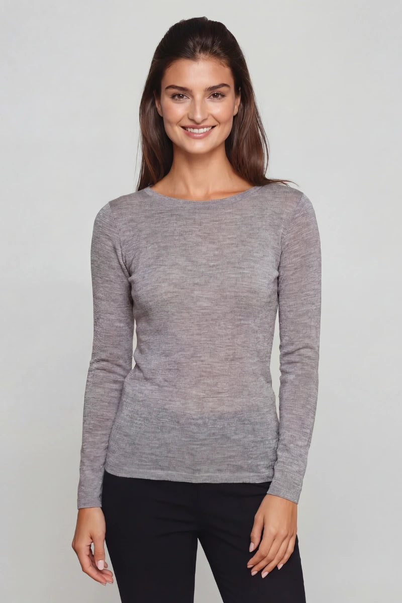 Maglia lana e seta donna scollo a barchetta