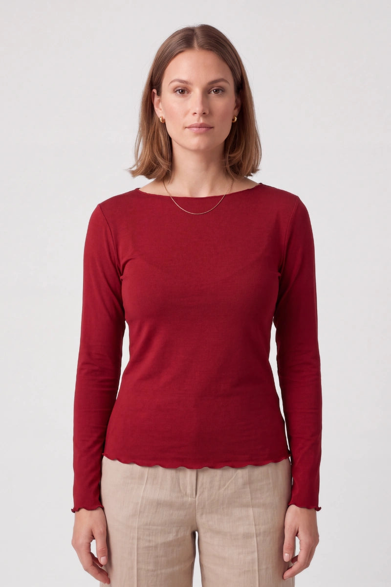 Maglia scollo a barchetta in bamboo