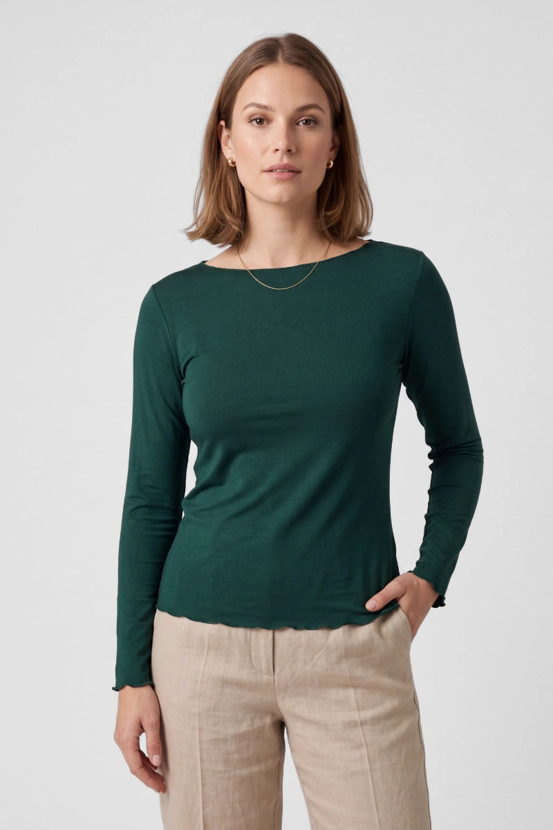Maglia scollo a barchetta in bamboo