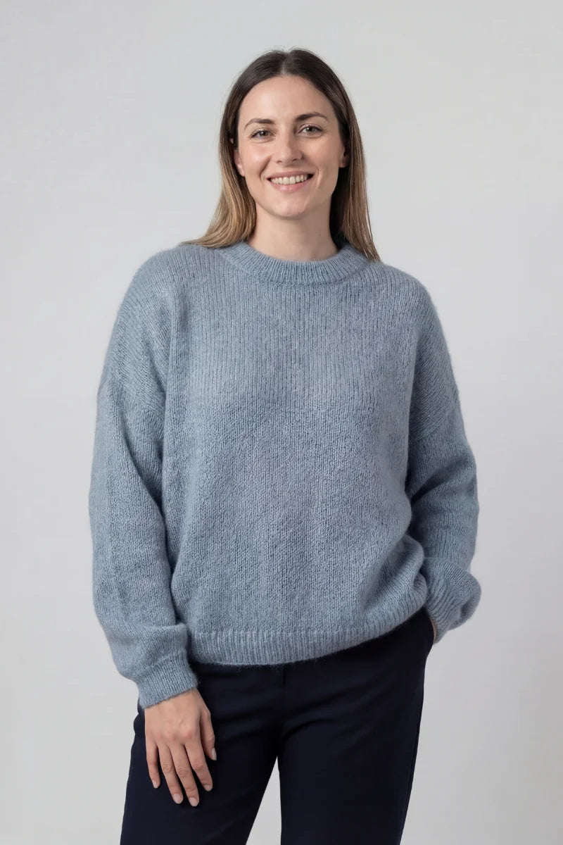 Maglione oversize donna girocollo in lana Piuma