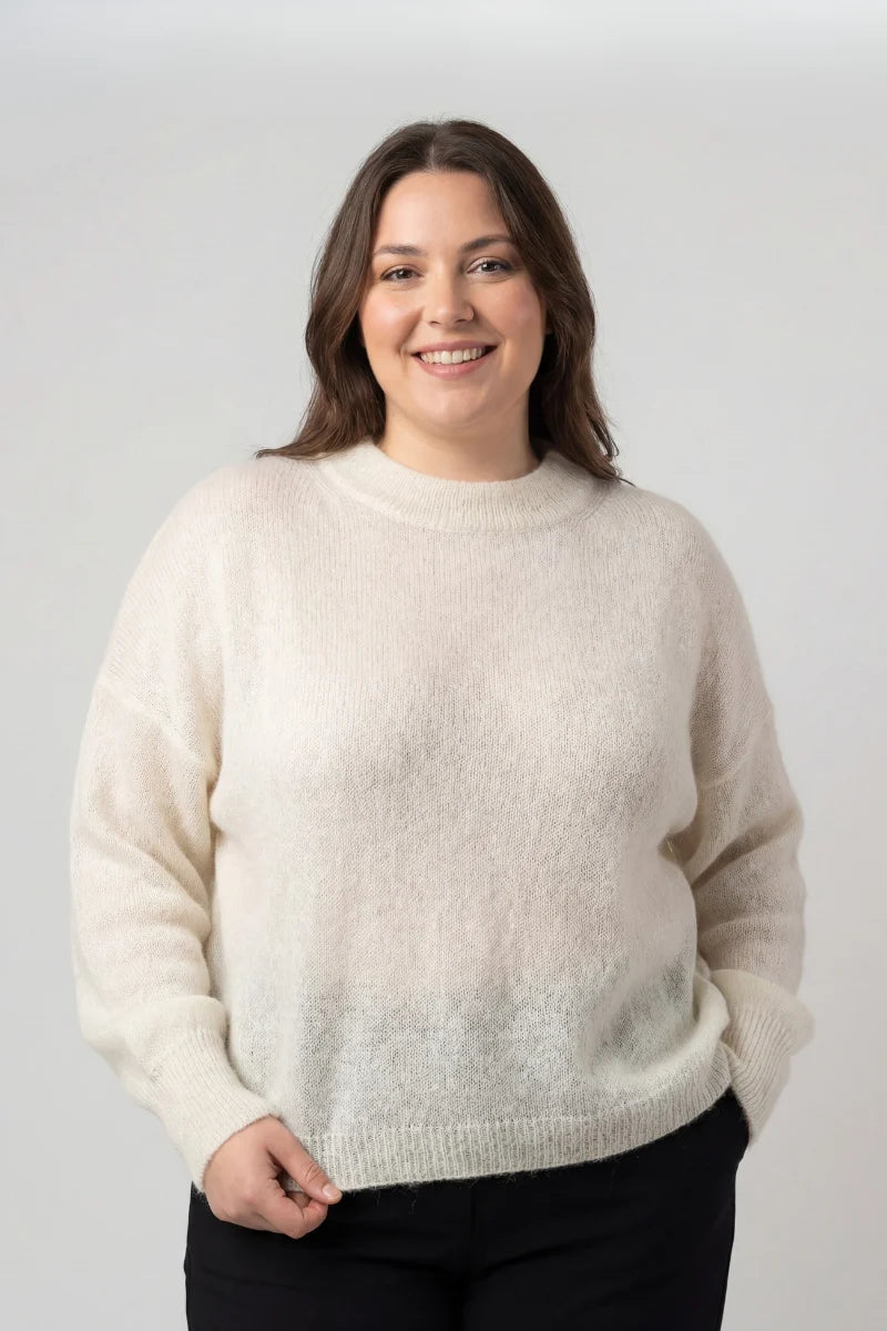 Maglione oversize donna girocollo in lana Piuma