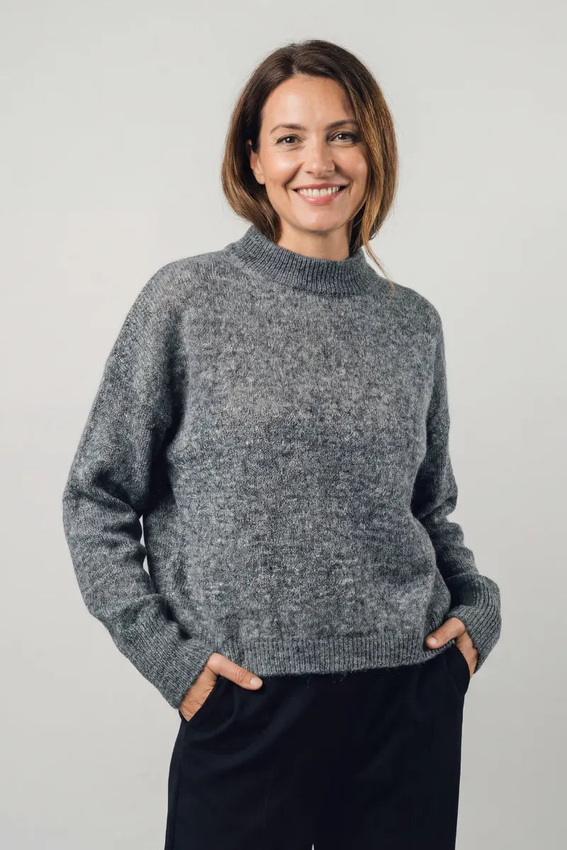 Maglione oversize donna girocollo in lana Piuma