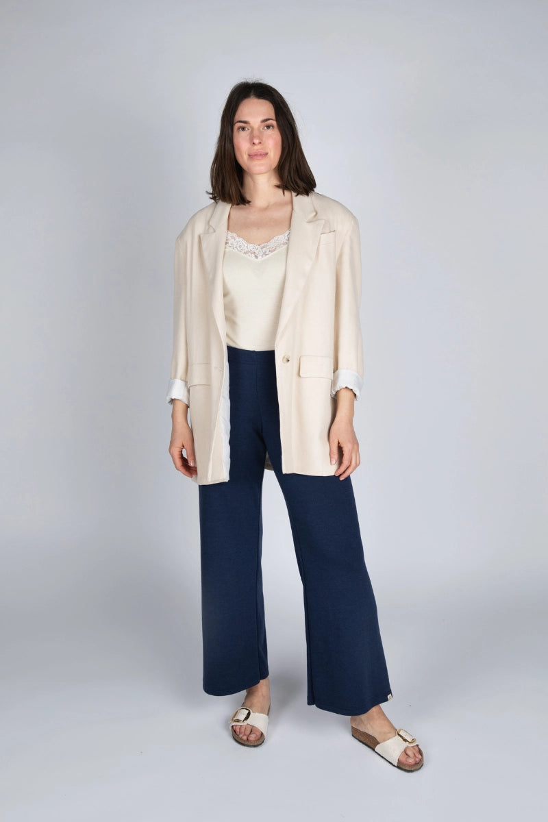 Pantaloni a palazzo donna in lana e seta Engel