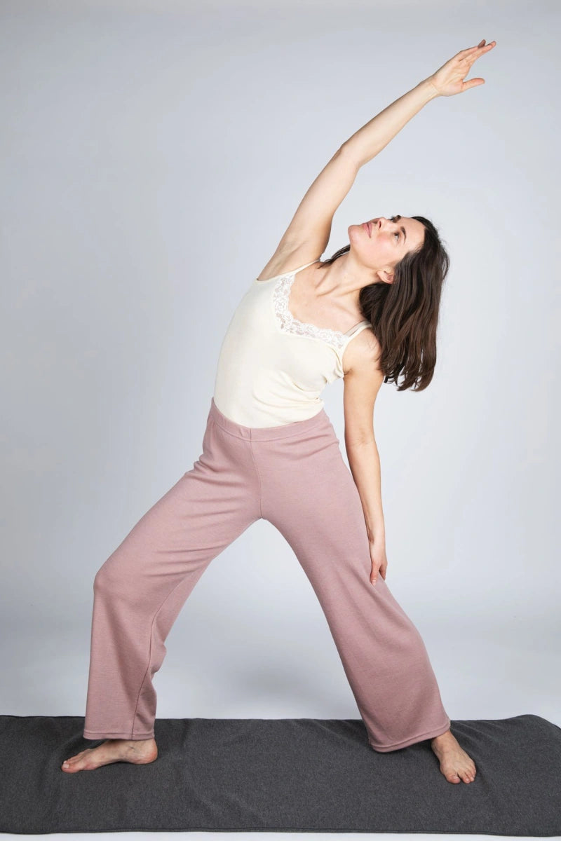 Pantaloni a palazzo donna in lana e seta Engel