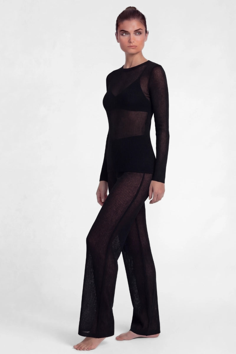 Pantaloni lunghi a palazzo donna in modal cashmere