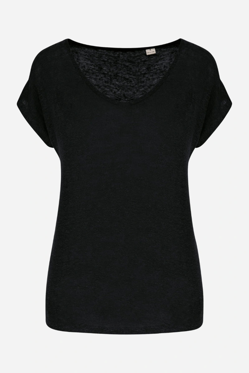 T-shirt in lino donna con scollo a V