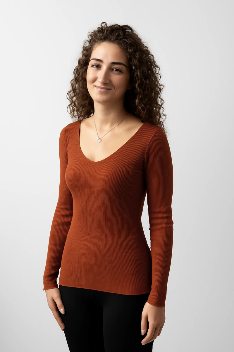 Maglia donna manica lunga in Lana e Seta