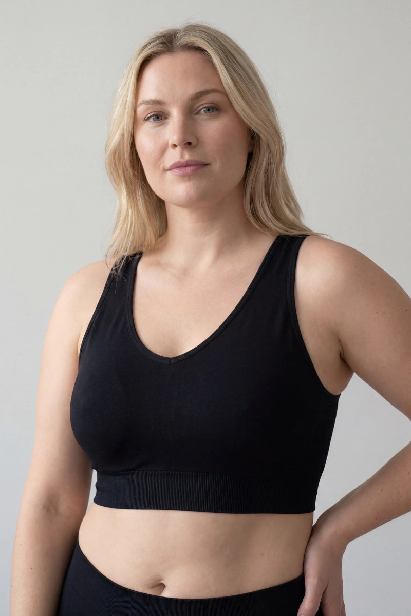 Top sportivo donna incrociato senza coppe in bamboo