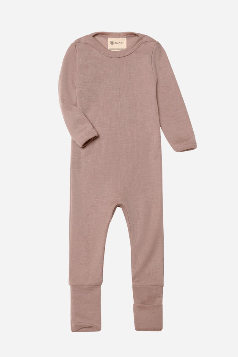 Tutina neonato con polsini in lana e seta